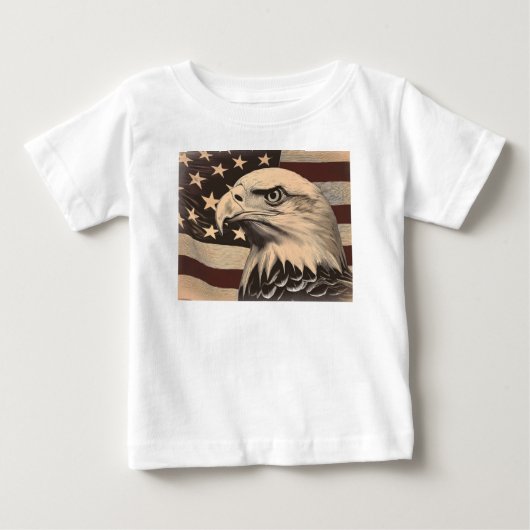 Vintage American Flag with Bald Eagle  ベビーTシャツ (正面)
