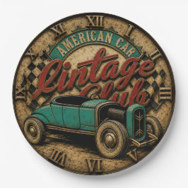 Vintage American Hot Rod Classic Custom Club Car ペーパープレート