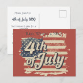 Vintage Americana Fireworks Picnic インビテーションポストカード (正面/裏面)