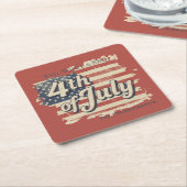 Vintage Americana Fireworks Picnic スクエアペーパーコースター (アングル)