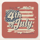 Vintage Americana Fireworks Picnic スクエアペーパーコースター (正面)