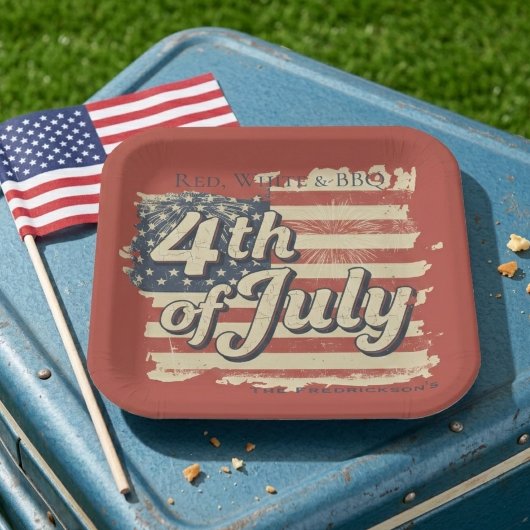 Vintage Americana Fireworks Picnic ペーパープレート