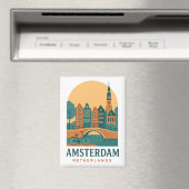 Vintage Amsterdam Magnet - Retro Netherlands  マグネット (インサイチュ (食洗機))