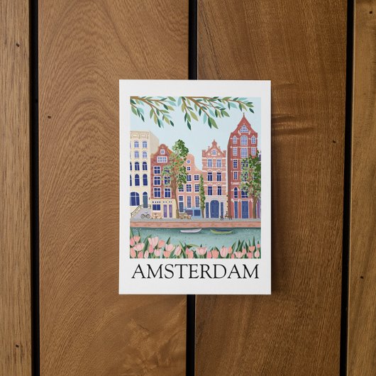 Vintage Amsterdam Netherlands Architecture Floral ポストカード