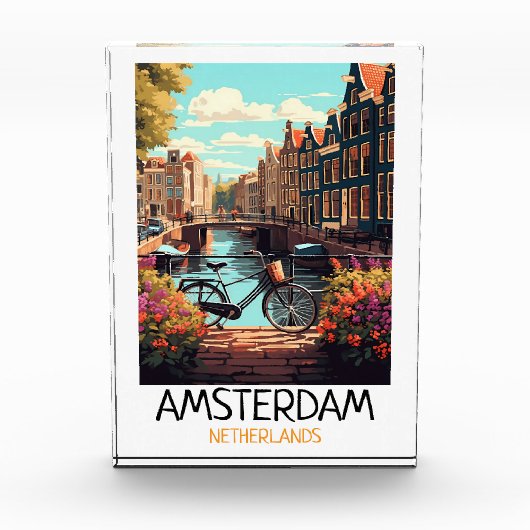 Vintage Amsterdam Netherlands Painting フォトブロック (正面)