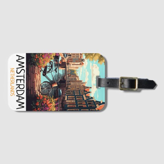 Vintage Amsterdam Netherlands Painting ラゲッジタグ (正面横)