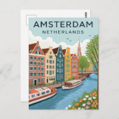 Vintage Amsterdam Travel ポストカード (正面/裏面)