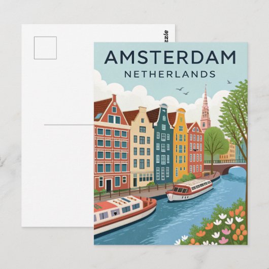 Vintage Amsterdam Travel ポストカード (正面/裏面)