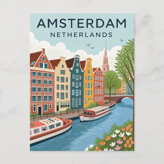 Vintage Amsterdam Travel ポストカード (正面)