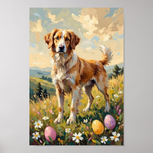 Vintage Anatolian Shepherd Easter Art ポスター (正面)