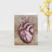 Vintage anatomical illustration of the human heart カード (黄色い花)