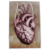 Vintage anatomical illustration of the human heart ミディアムペーパーバッグ (正面)