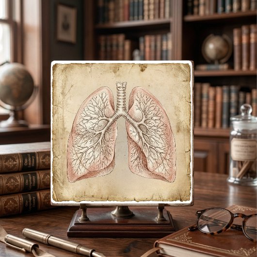 Vintage Anatomical Lungs Illustration Sketch タイル