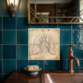Vintage Anatomical Lungs Illustration Sketch タイル