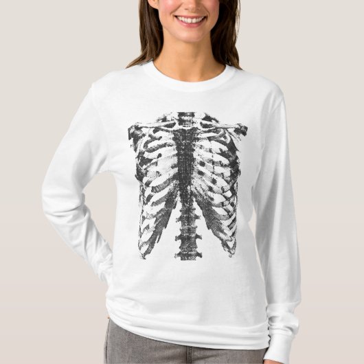 Vintage Anatomical Rib Cage Sketch Design Tシャツ (正面)