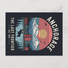 Vintage Anchorage Alaska Retro Travel Poster Illus シーズンポストカード