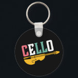 Vintage and Retro Cello Player Musician キーホルダー<br><div class="desc">Vintage retro orchestra music fan design for those playing string musical instrument in a music band or symphony. Cool classical music lover merchandise for cellist, musician and artist. Perfect for cello music teacher, orchestra fan and those who love to play cello or just love music. Great souvenir, Christmas gift and...</div>