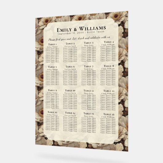 Vintage Anemones Accent Garden Wedding アクリルサイン (傾斜)