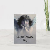 Vintage Angel Birthday Greeting Card カード (正面)