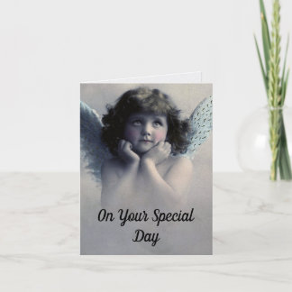 Vintage Angel Birthday Greeting Card カード
