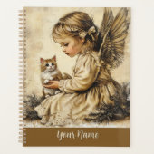 Vintage Angel + Cat Planner Personalize Your Name プランナー手帳 (正面)
