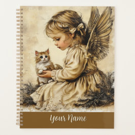 Vintage Angel + Cat Planner Personalize Your Name プランナー手帳
