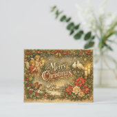 Vintage Angel Cherub Merry Christmas  シーズンポストカード (スタンド正面)