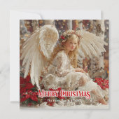 Vintage angelic angel printable Christmas greeting シーズンカード (正面)