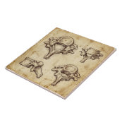 Vintage Antique Anatomical Vertebrae Illustration タイル (側面)
