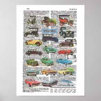 Vintage antique car poster ポスター