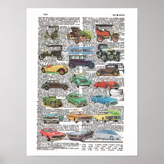 Vintage antique car poster  ポスター (正面)
