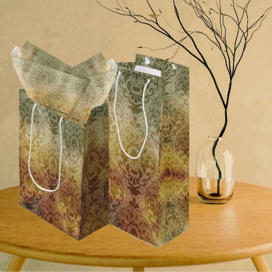 Vintage Antique Damask All Occasion  ミディアムペーパーバッグ