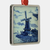 Vintage Antique Delft Blue Tile - Windmill メタルオーナメント (右)