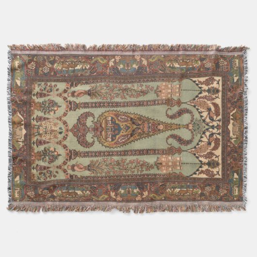 Vintage Antique Iranian Persian Rug Carpet  スローブランケット (正面)
