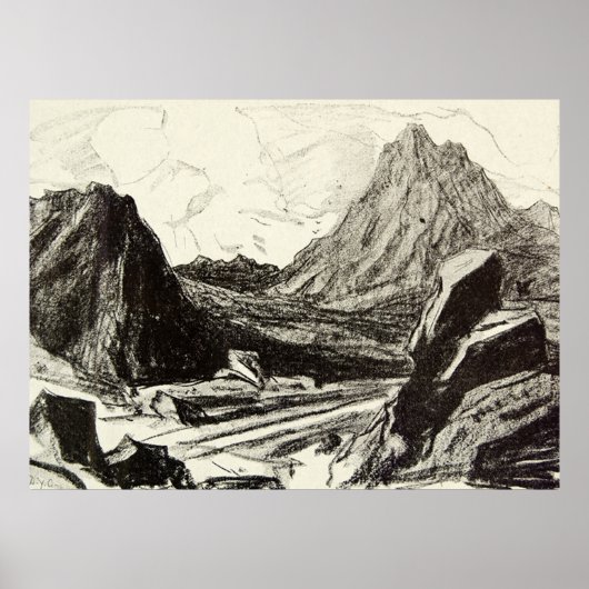 Vintage Antique Landscape Scotland Arran Hill ポスター (正面)