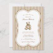 Vintage Antique Teddy Bear Toile Baby Shower 招待状 (正面)