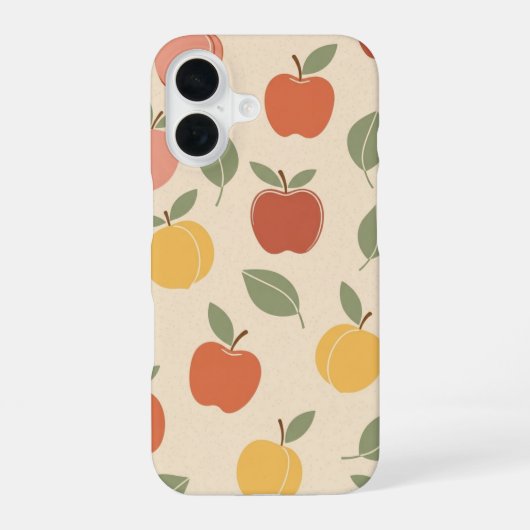 Vintage Apple and Peach Pattern iPhone 16ケース (裏面)