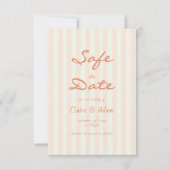 Vintage Arch Photo Minimal Peach Stripes Wedding  セーブザデート (正面)