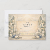 Vintage Architecture Drawing Graduation 出欠カード (正面)