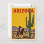 Vintage Arizona Travel Poster Desert Ride ポストカード (正面/裏面)