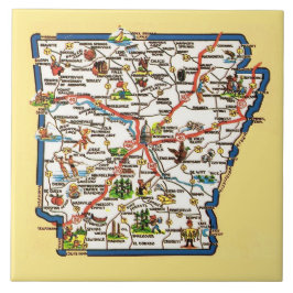 Vintage Arkansas Map Ceramic Tile タイル