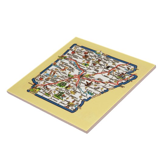 Vintage Arkansas Map Ceramic Tile タイル (側面)