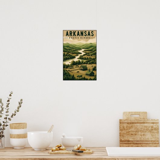 Vintage Arkansas Rustic Rivers Poster ポスター (キッチン)
