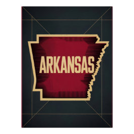 Vintage Arkansas State Map Retro Poster Design ポスター