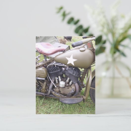 Vintage Army Motorcycle ポストカード (スタンド正面)