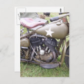 Vintage Army Motorcycle ポストカード (正面/裏面)
