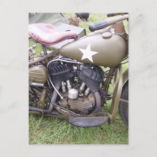 Vintage Army Motorcycle ポストカード (正面)