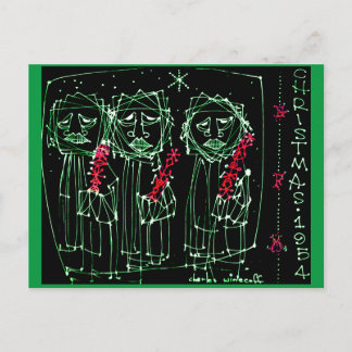 VINTAGE ART 1954 Christmas Postcard ポストカード