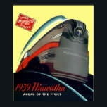 Vintage Art Deco 1939 Locomotive Train Ad ポスター<br><div class="desc">This is a digitally enhanced image of a vintage Art Deco advertisement for a 1939 Hiawatha Milwaukee Road locomotive train. Although the background color was derived from the original,  you can customize it.</div>