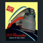 Vintage Art Deco 1939 Locomotive Train Ad ポスター<br><div class="desc">This is a digitally enhanced image of a vintage Art Deco advertisement for a 1939 Hiawatha Milwaukee Road locomotive train. Although the background color was derived from the original,  you can customize it.</div>